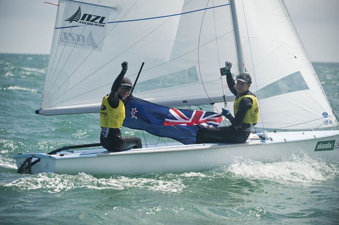470 W (NZL 75) Jo Aleh and Olivia Polly Powrie - Skandia Sail for Gold Regatta 2012 © onEdition http://www.onEdition.com